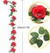 7FT Artificial Red Rose Garland Silk Rose Vines Hanging Fake Flower Garlands for Wedding Party Table Garden Arch Wall Home Room Decor